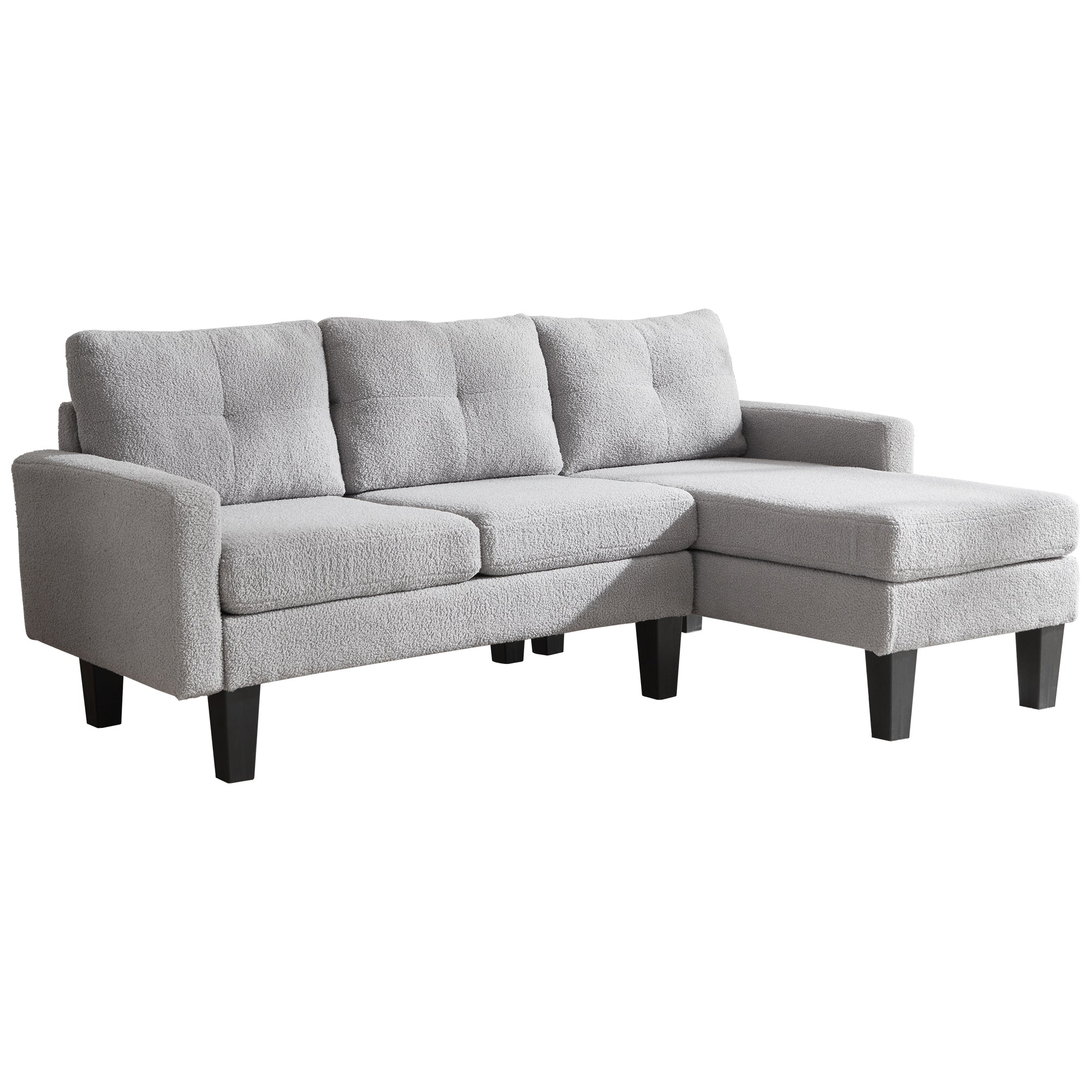 80" Small L Shape Sofa, Teddy Velvet Fabric