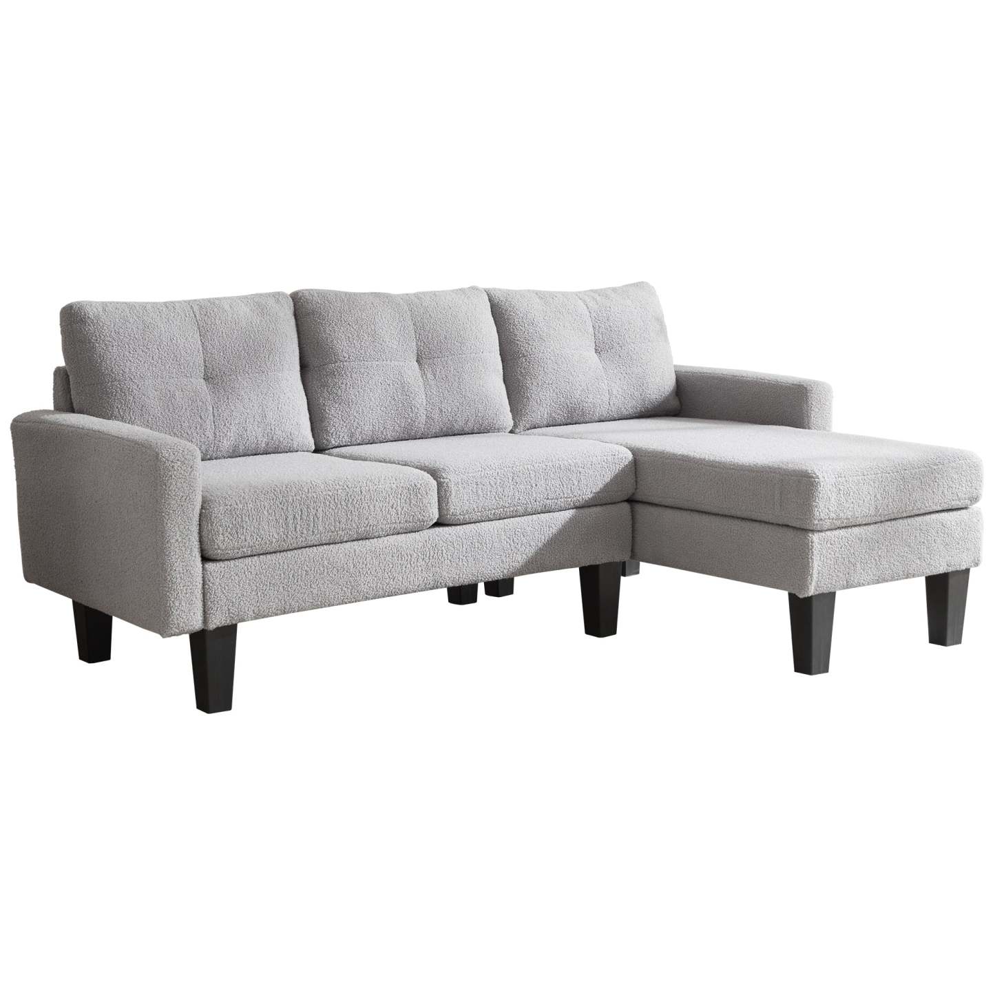 80" Small L Shape Sofa, Teddy Velvet Fabric