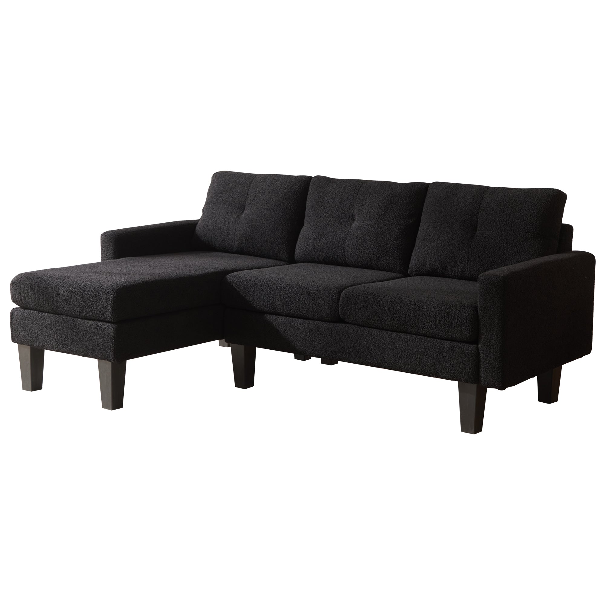 80" Small L Shape Sofa, Teddy Velvet Fabric
