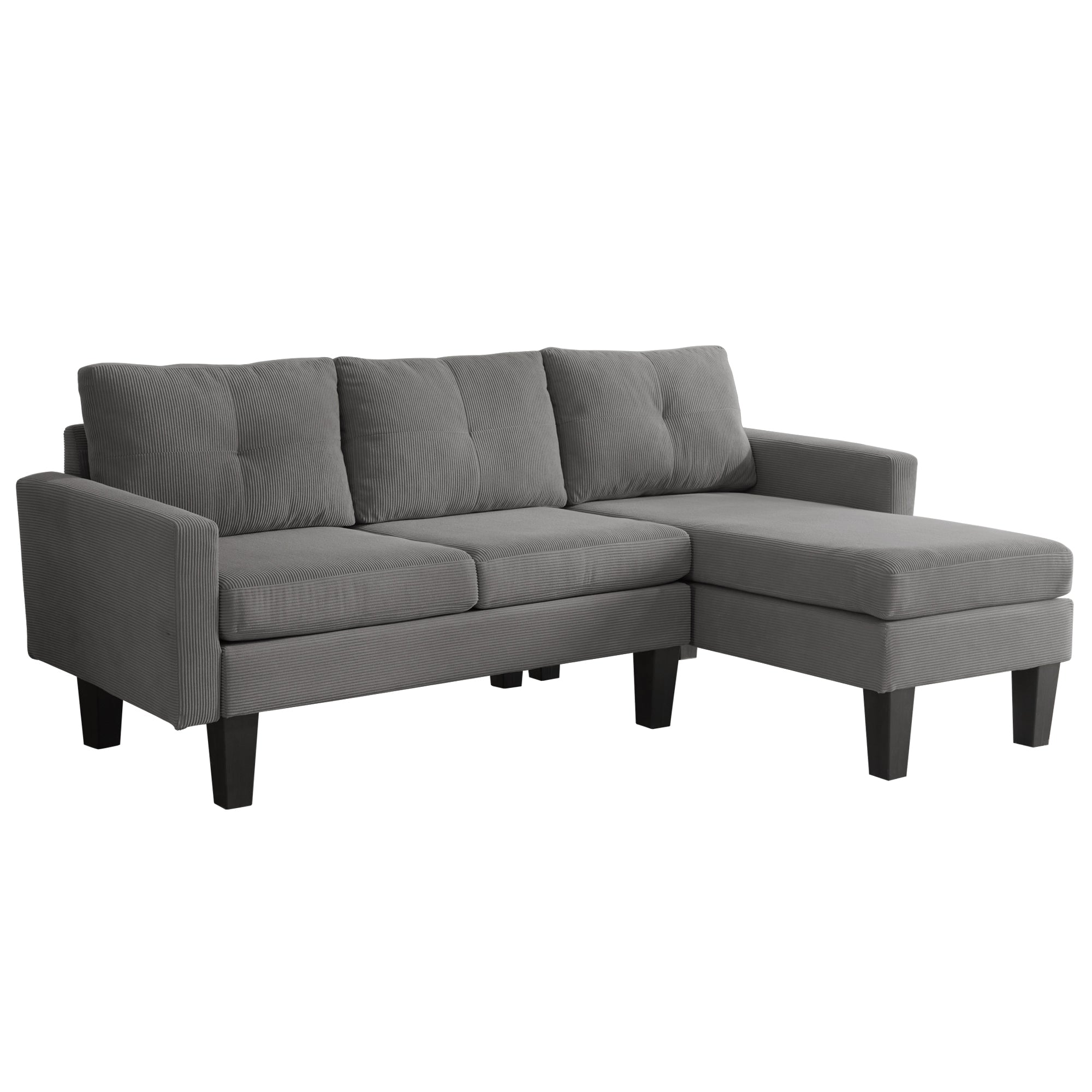 80" Small L Shape Sofa, Corduroy Fabric