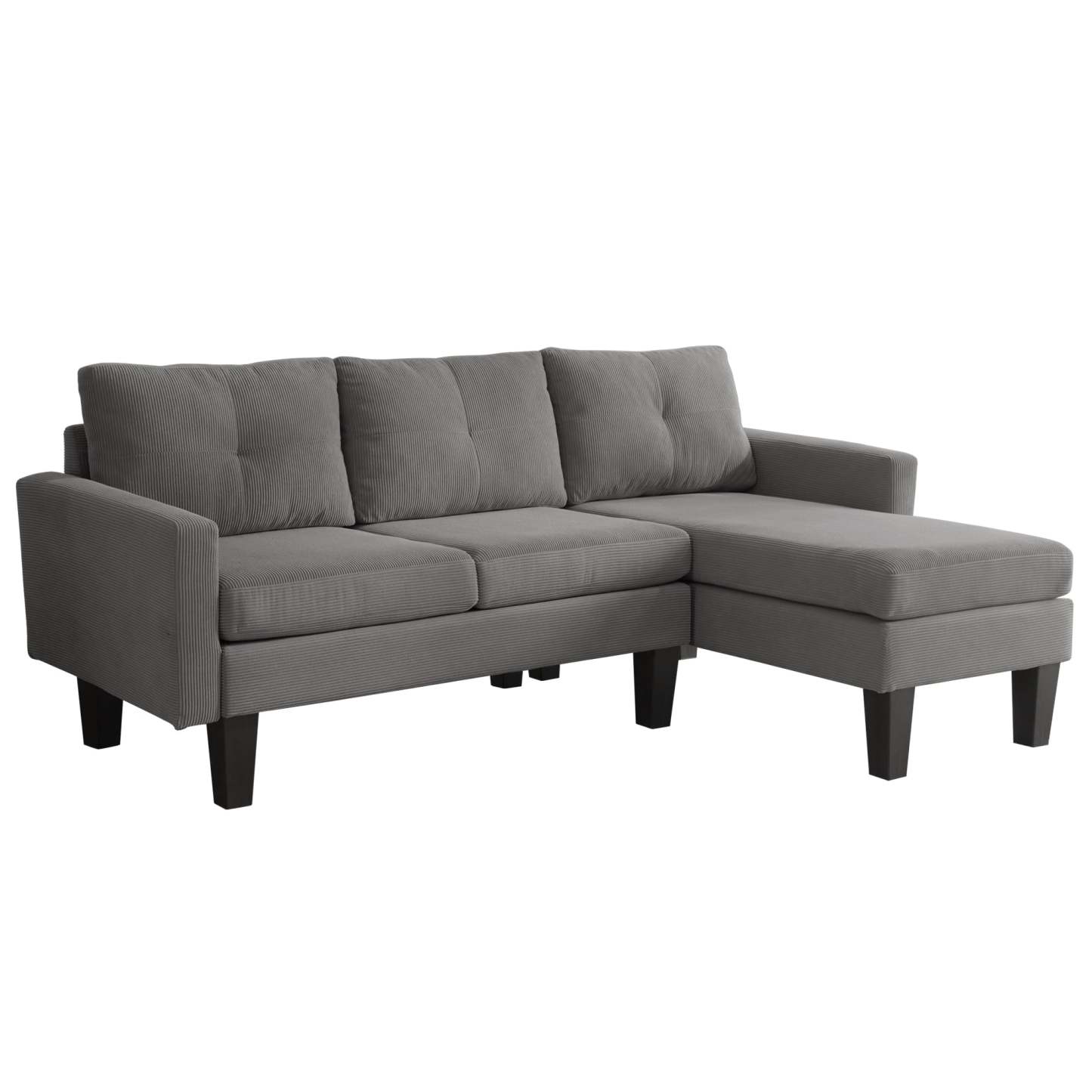 80" Small L Shape Sofa, Corduroy Fabric