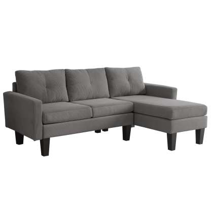 80" Small L Shape Sofa, Corduroy Fabric