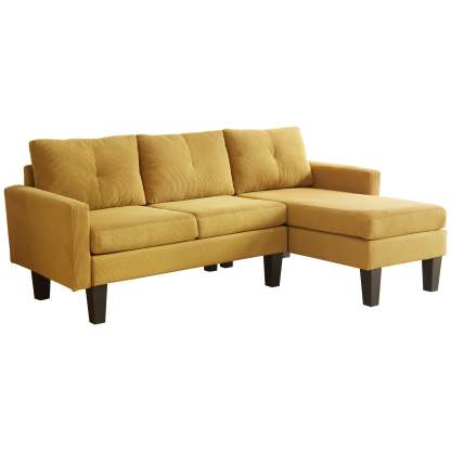 80" Small L Shape Sofa, Corduroy Fabric