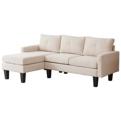 80" Small L Shape Sofa, Corduroy Fabric