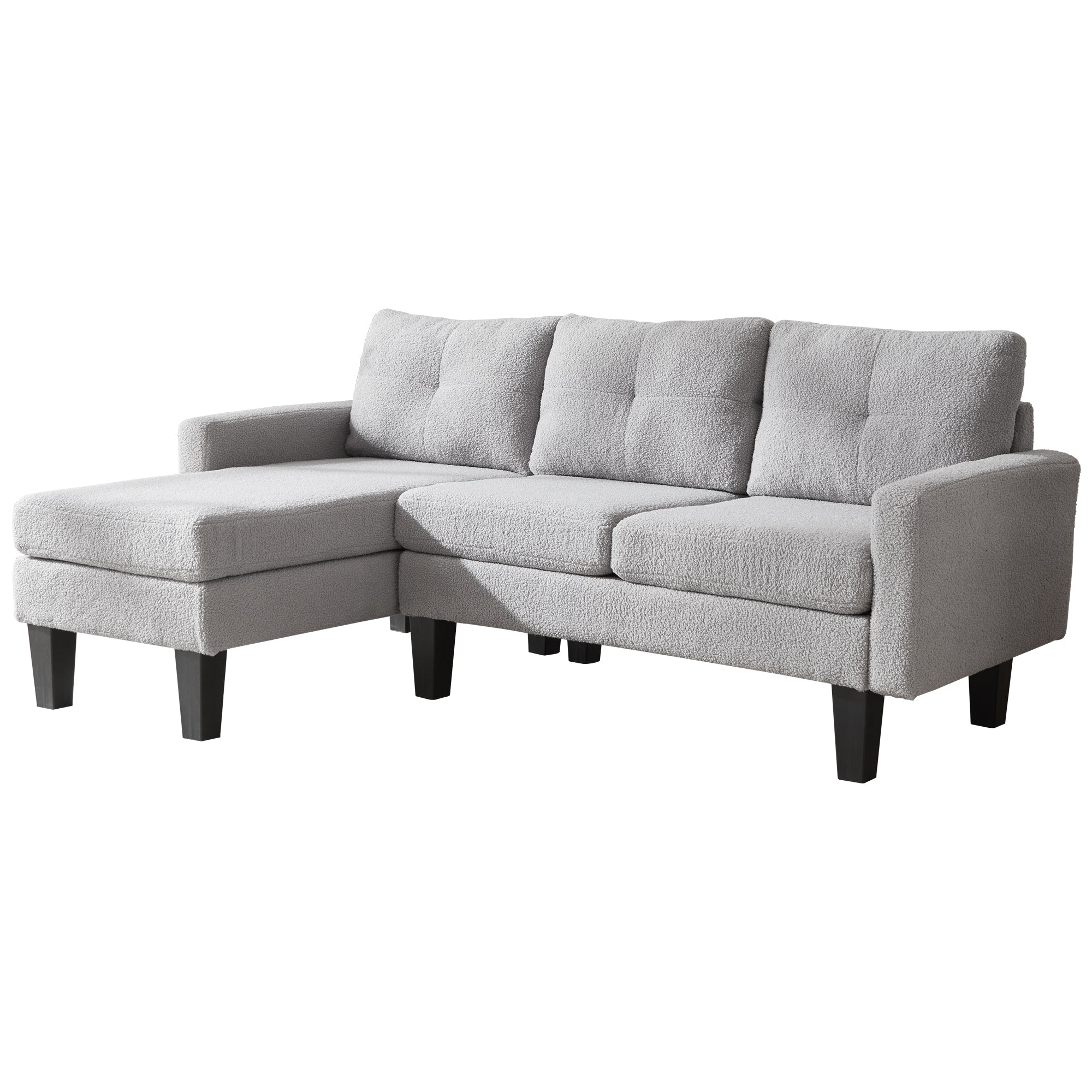 80" Small L Shape Sofa, Teddy Velvet Fabric