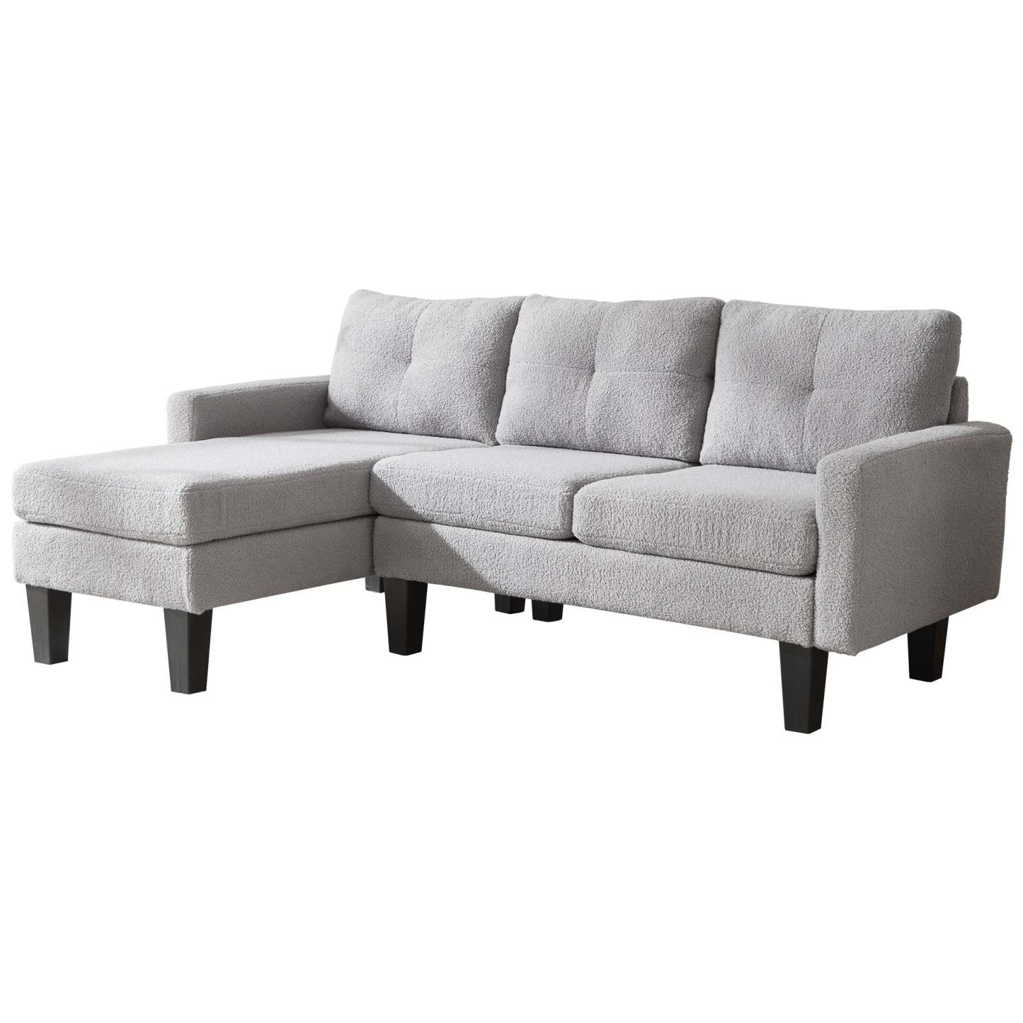 80" Small L Shape Sofa, Teddy Velvet Fabric