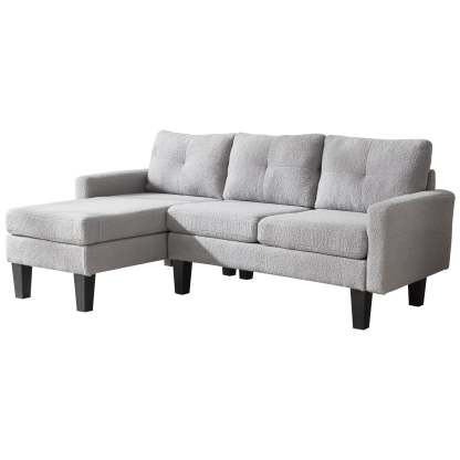 80" Small L Shape Sofa, Teddy Velvet Fabric
