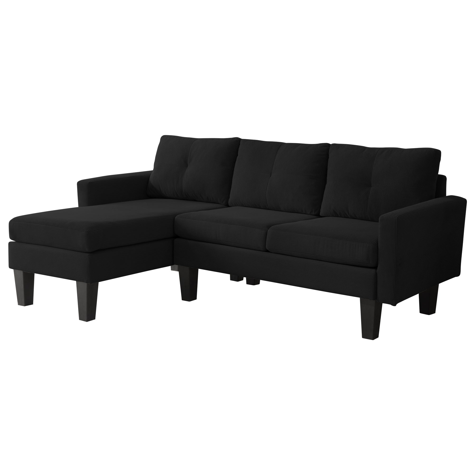 80" Small L Shape Sofa, Corduroy Fabric