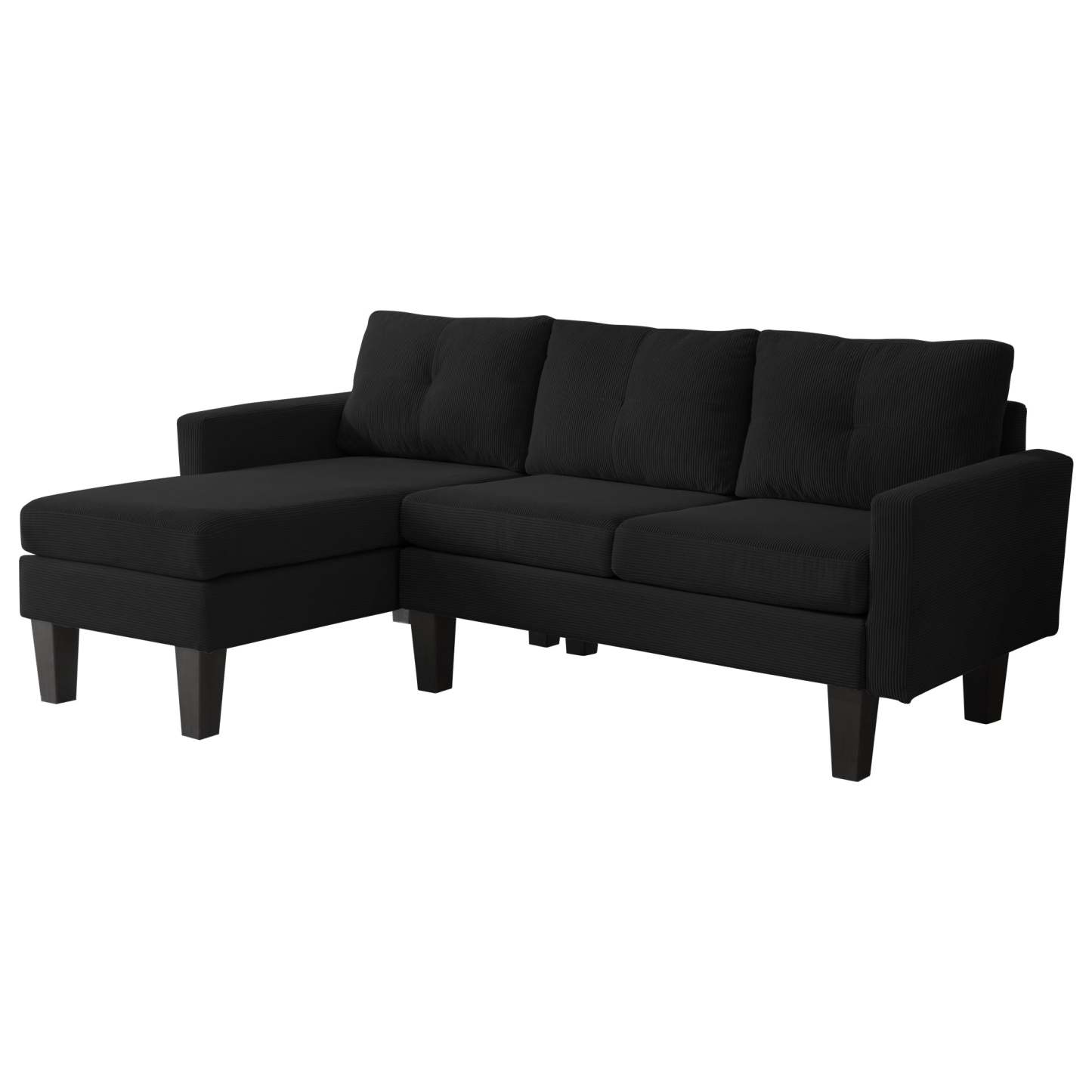 80" Small L Shape Sofa, Corduroy Fabric