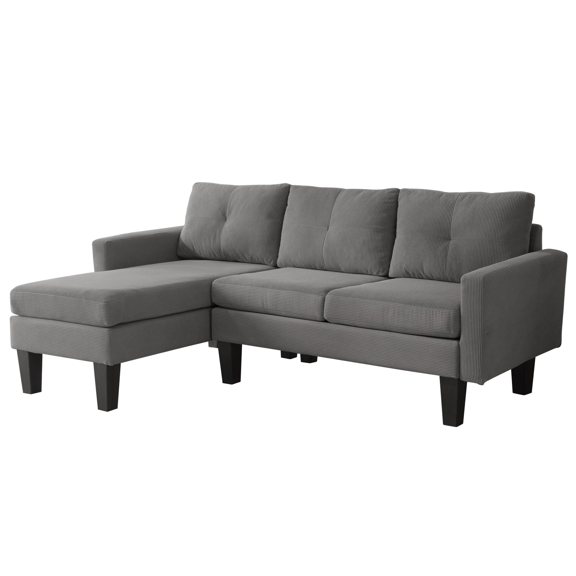 80" Small L Shape Sofa, Corduroy Fabric