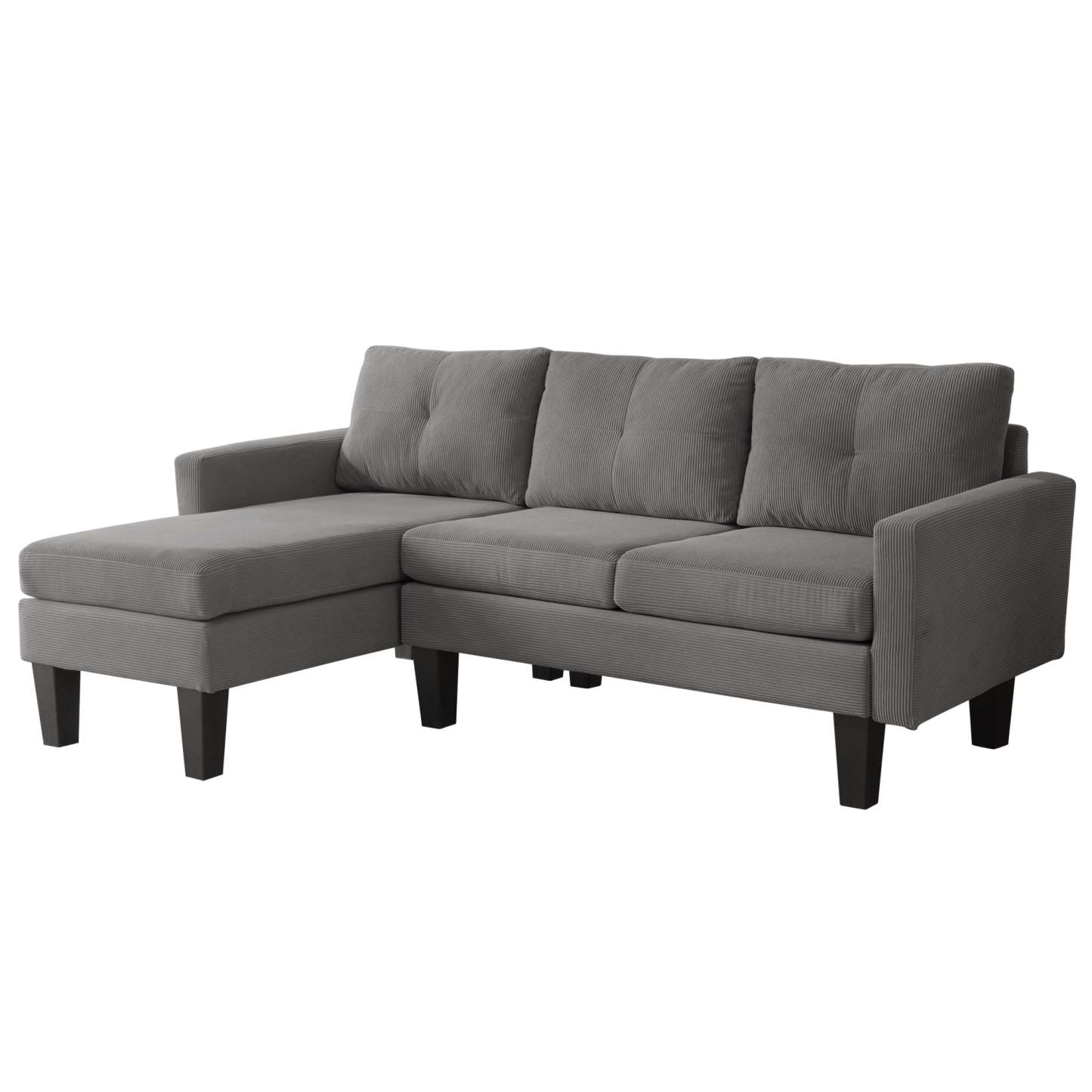 80" Small L Shape Sofa, Corduroy Fabric