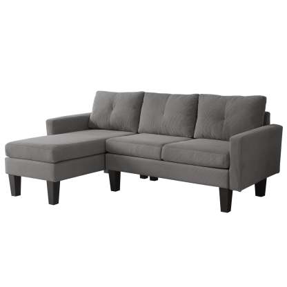 80" Small L Shape Sofa, Corduroy Fabric