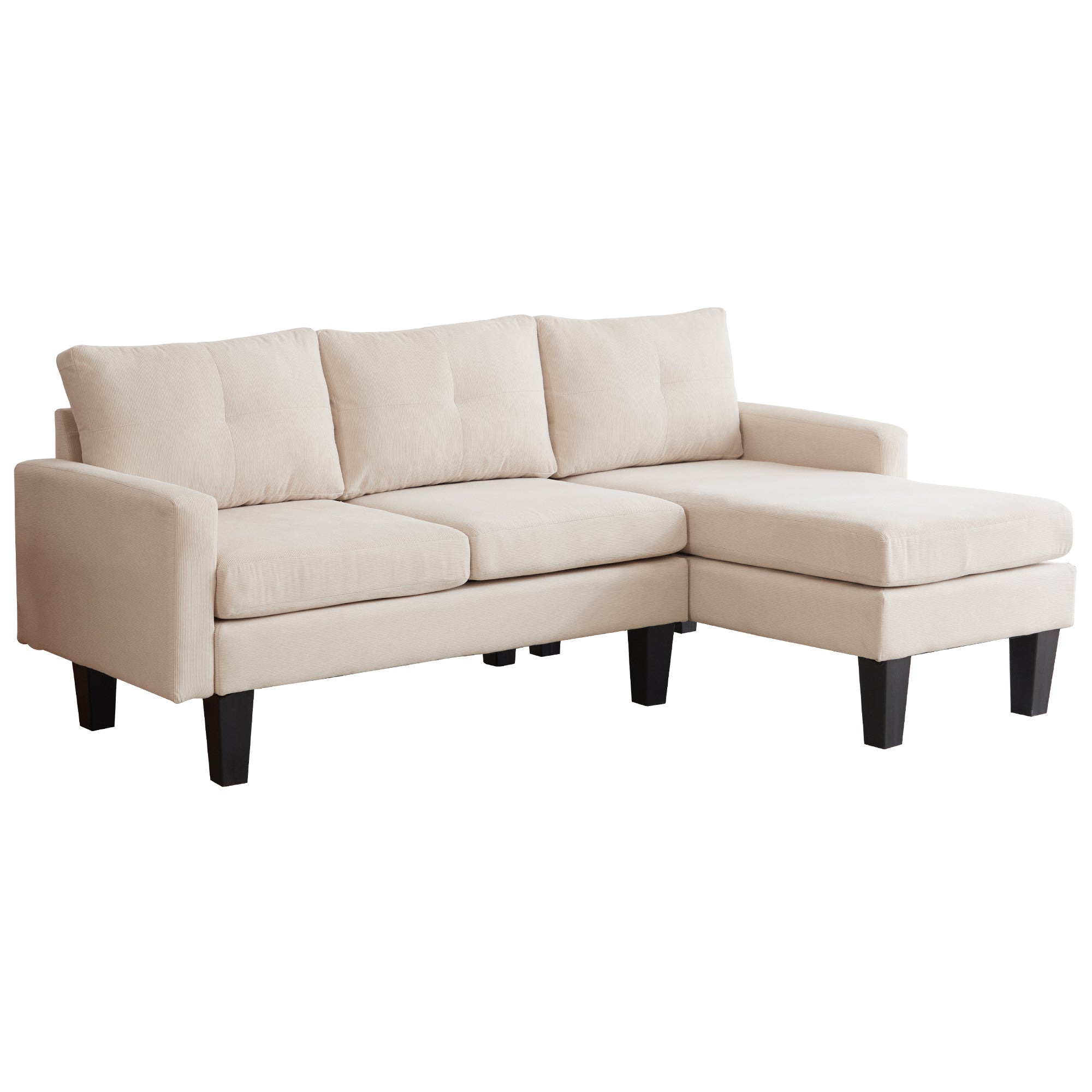 80" Small L Shape Sofa, Corduroy Fabric