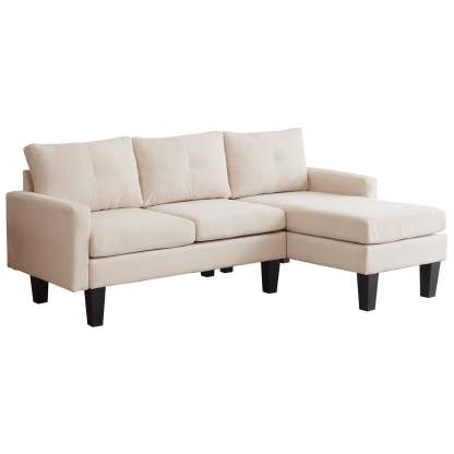 80" Small L Shape Sofa, Corduroy Fabric