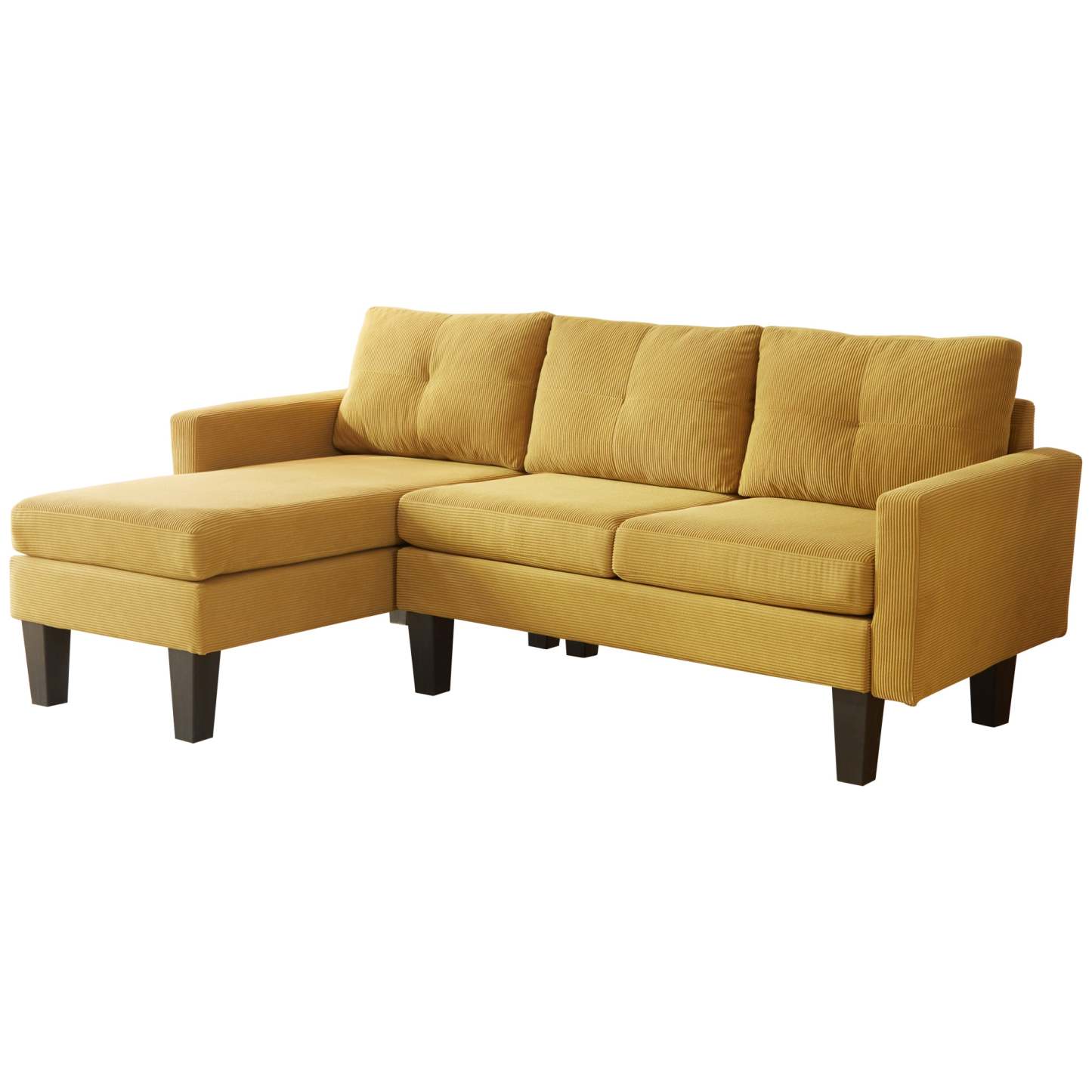 80" Small L Shape Sofa, Corduroy Fabric