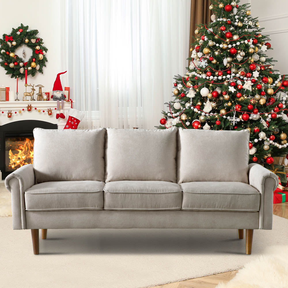 Living Room 73.6'' Wide Suede or Line Fabric Sofa, 6 Colors