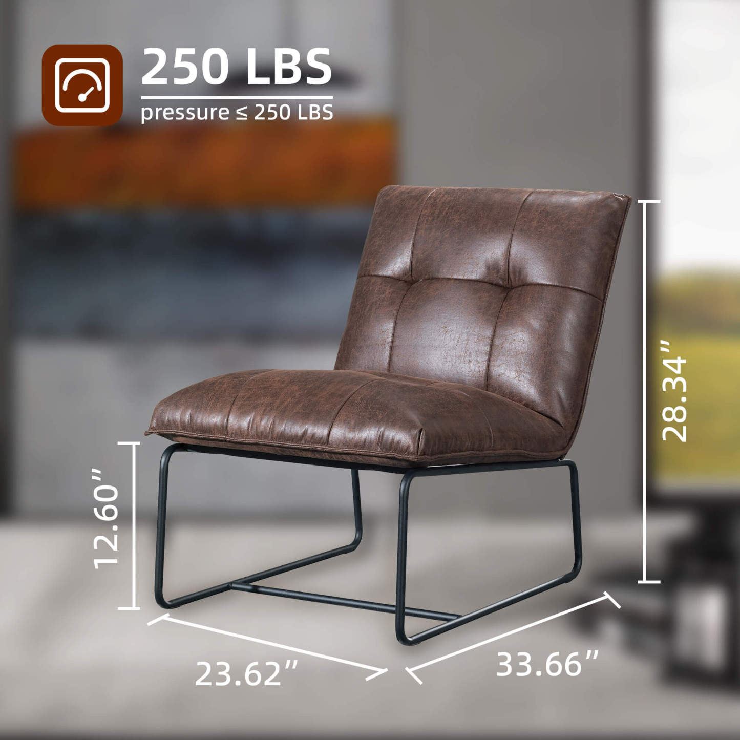 Living Room 25.2'' Wide Armless Accent Chair with Metal Frame