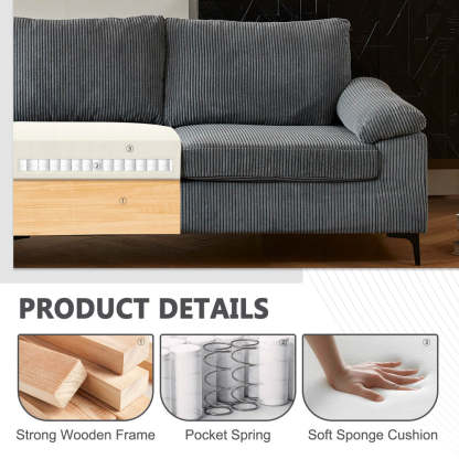 Living Room Sofa Reversible Chaise 100.40" Wide with Ottoman