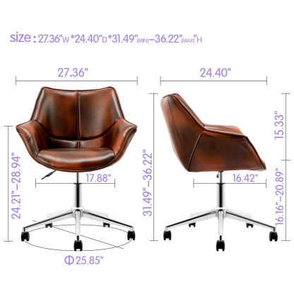 Office Chair, Faux Leather (Pu) For Home Office