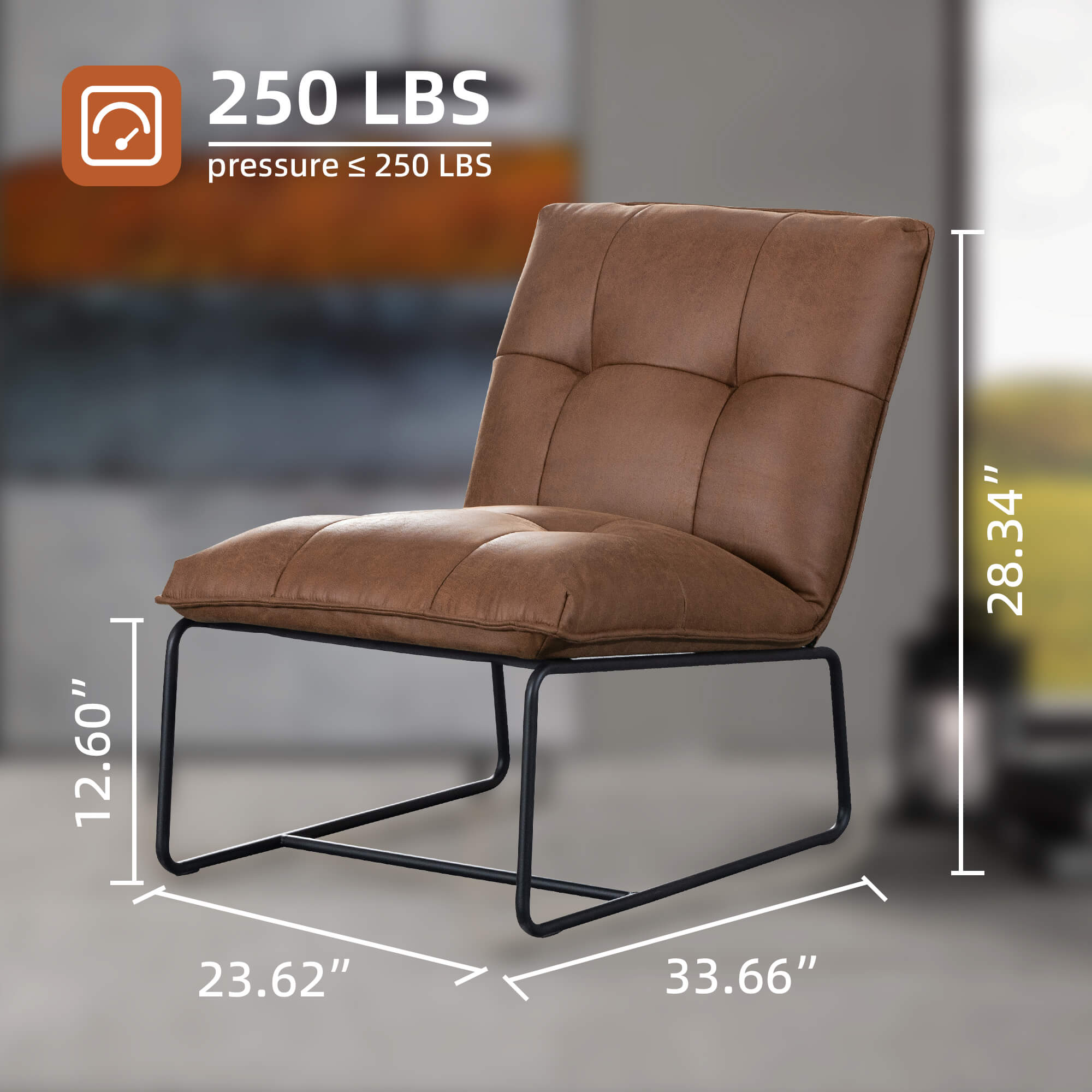 Living Room 25.2'' Wide Armless Accent Chair with Metal Frame