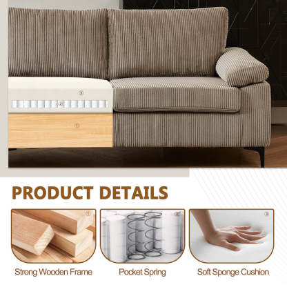 Living Room Sofa Reversible Chaise 100.40" Wide with Ottoman