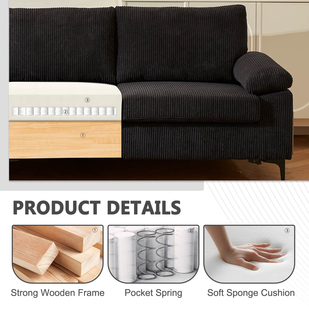 Living Room Sofa Reversible Chaise 100.40" Wide with Ottoman