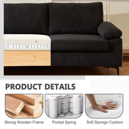 Living Room Sofa Reversible Chaise 100.40" Wide with Ottoman