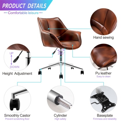 Office Chair, Faux Leather (Pu) For Home Office