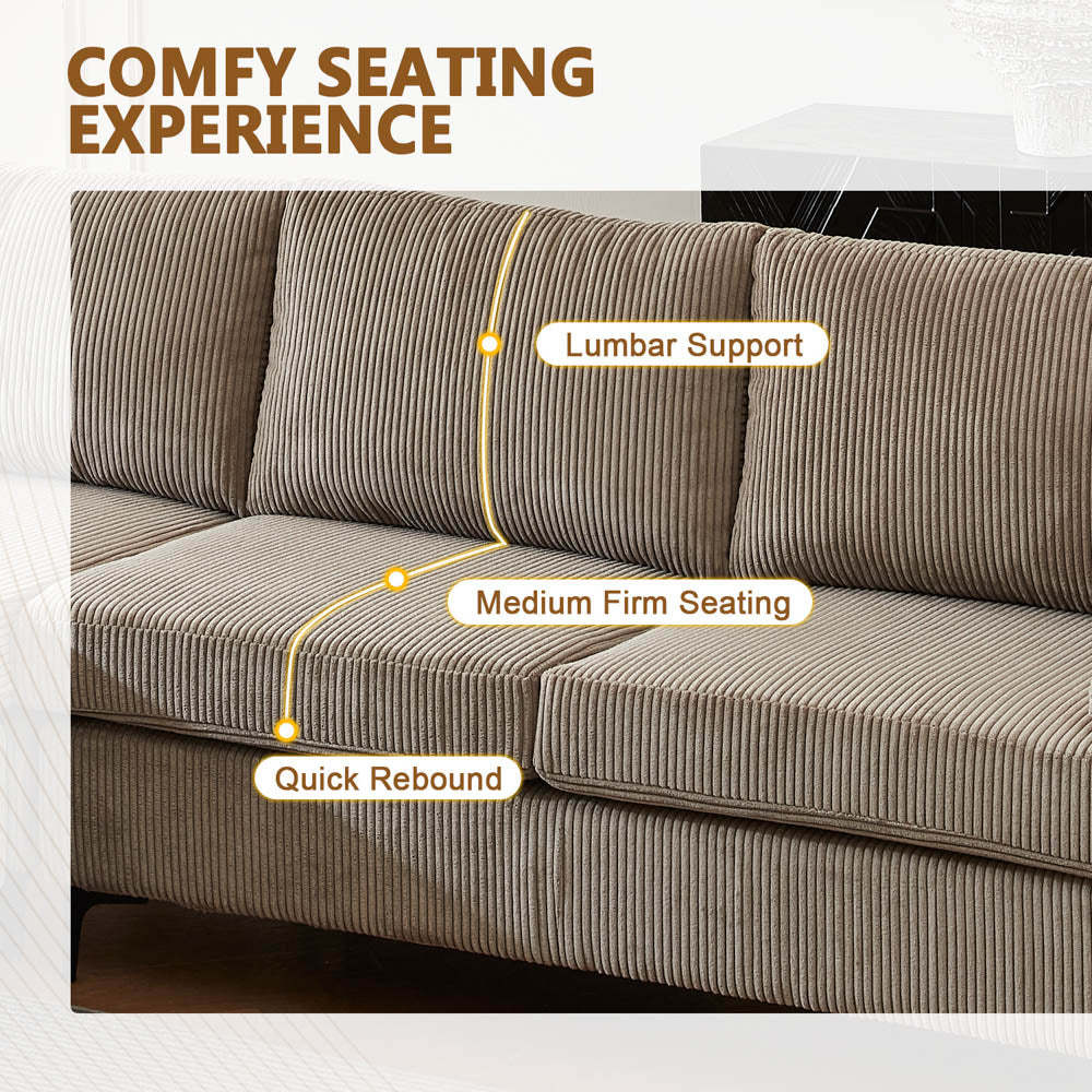 Living Room Sofa Reversible Chaise 100.40" Wide with Ottoman