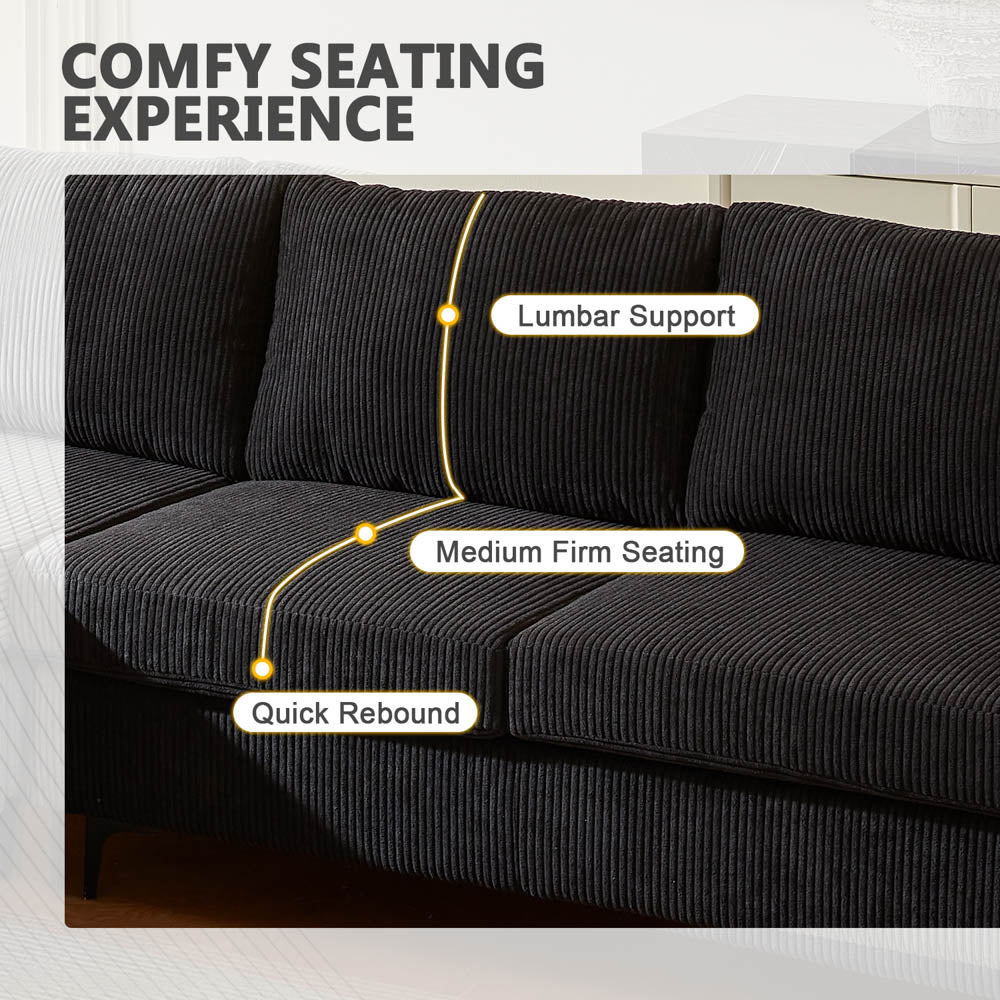 Living Room Sofa Reversible Chaise 100.40" Wide with Ottoman