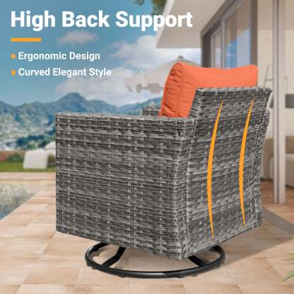 Patio Furniture Set 6-Piece with Swivel Rocking Chairs and Table