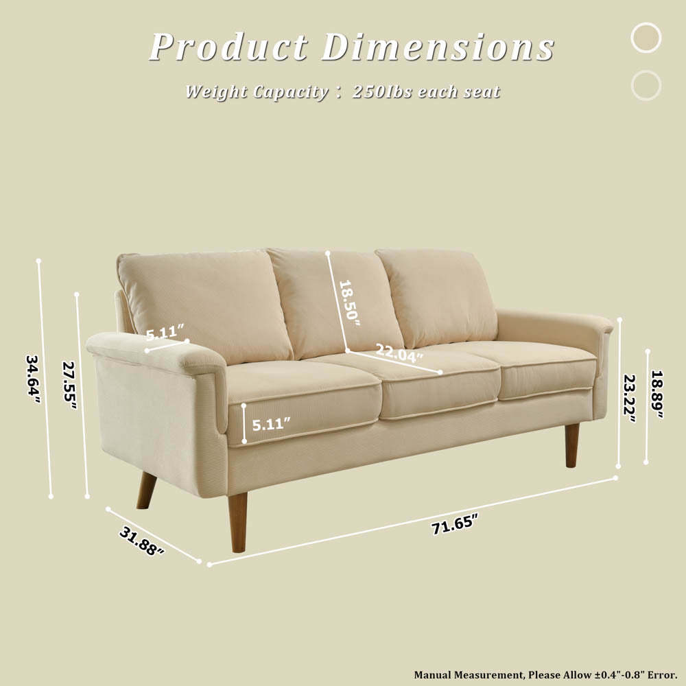 Living Room 71.65'' Wide 3-Seats Sofa Multiple Colour