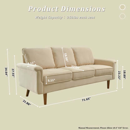 Living Room 71.65'' Wide 3-Seats Sofa Multiple Colour
