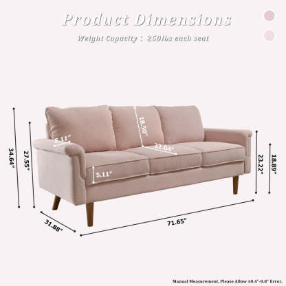 Living Room 71.65'' Wide 3-Seats Sofa Multiple Colour