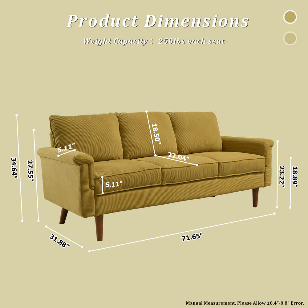 Living Room 71.65'' Wide 3-Seats Sofa Multiple Colour