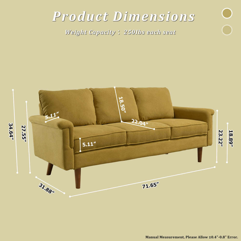 Living Room 71.65'' Wide 3-Seats Sofa Multiple Colour