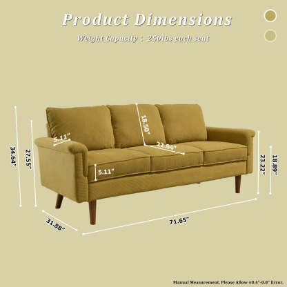 Living Room 71.65'' Wide 3-Seats Sofa Multiple Colour