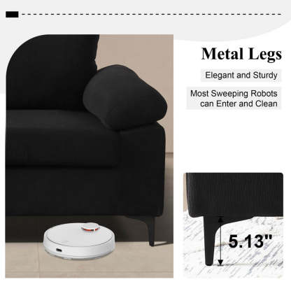 Living Room Sofa Reversible Chaise 100.40" Wide with Ottoman