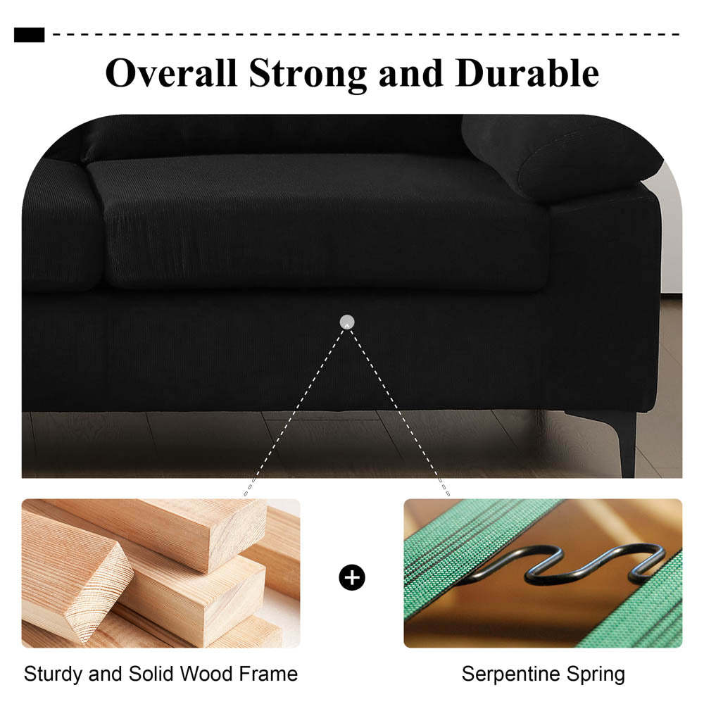Living Room Sofa Reversible Chaise 100.40" Wide with Ottoman