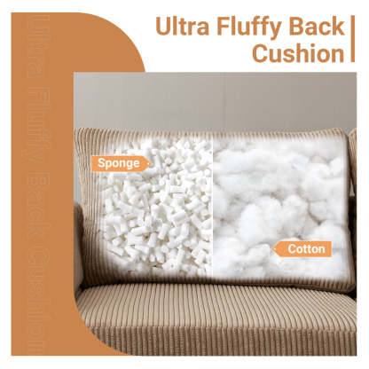 96.4" Living Room Sofa Reversible Chaise Corduroy Fabric with Ottoman