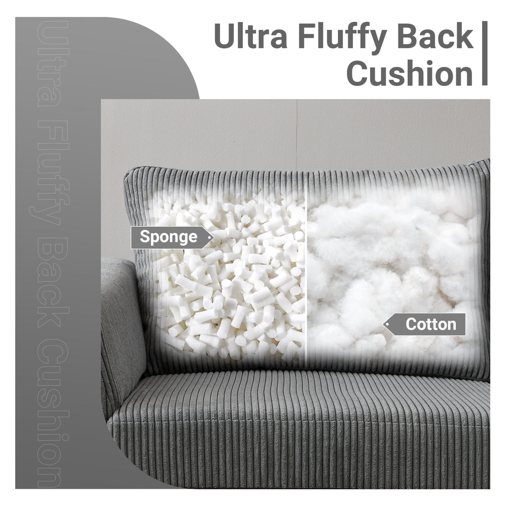 96.4" Living Room Sofa Reversible Chaise Corduroy Fabric with Ottoman