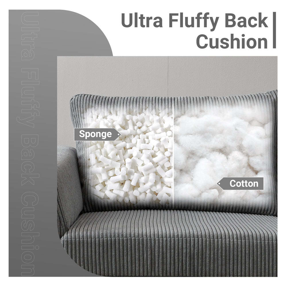 96.4" Living Room Sofa Reversible Chaise Corduroy Fabric with Ottoman