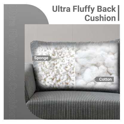 96.4" Living Room Sofa Reversible Chaise Corduroy Fabric with Ottoman