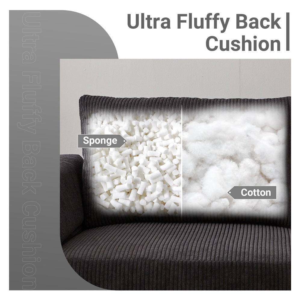 96.4" Living Room Sofa Reversible Chaise Corduroy Fabric with Ottoman