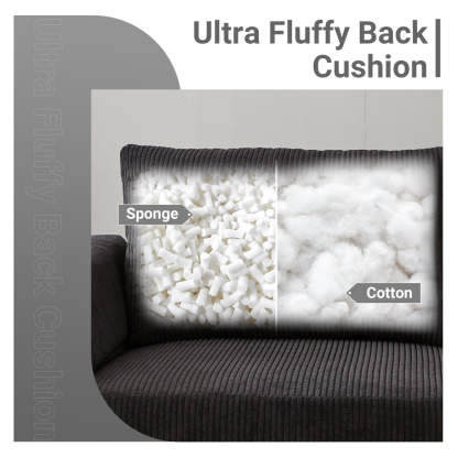 96.4" Living Room Sofa Reversible Chaise Corduroy Fabric with Ottoman