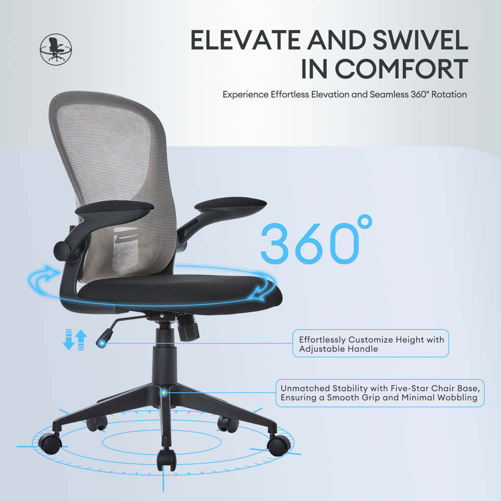 Ergonomic Adjustable Mesh Office Chair, Lumbar Support, 4 Colors