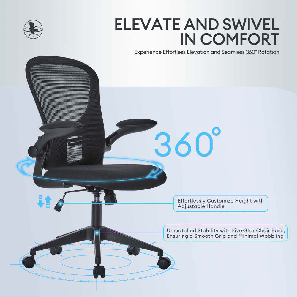 Ergonomic Adjustable Mesh Office Chair, Lumbar Support, 4 Colors
