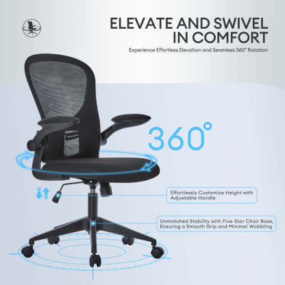 Ergonomic Adjustable Mesh Office Chair, Lumbar Support, 4 Colors