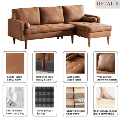 83.07'' Mid Century Sectional Chaise Sofa, L-Shaped Couch