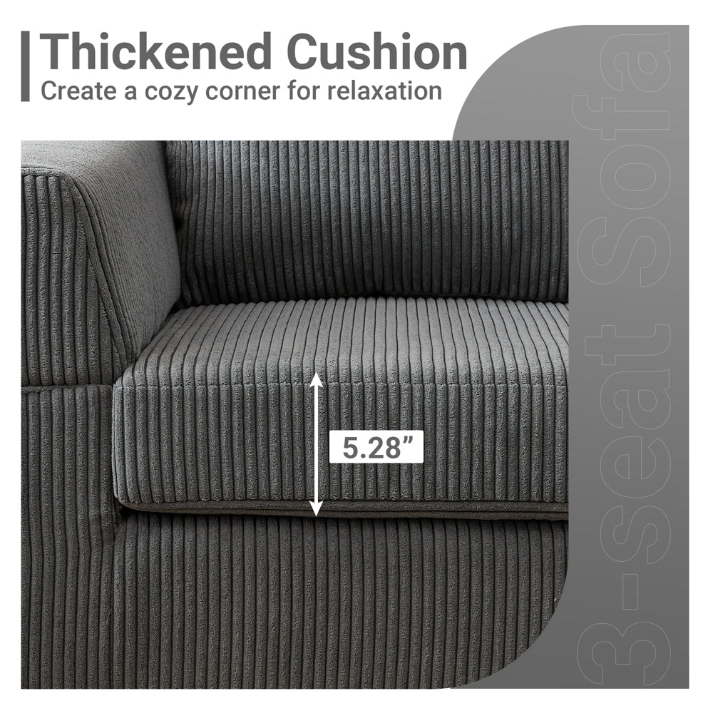 96.4" Living Room Sofa Reversible Chaise Corduroy Fabric with Ottoman